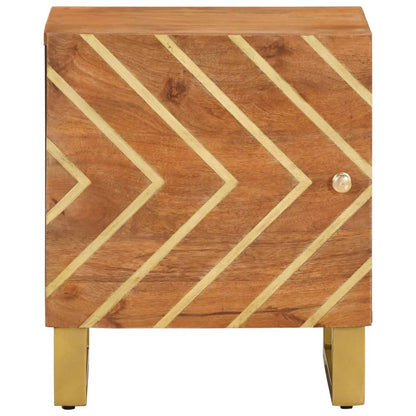 Solid Mango Wood Bedside Cabinets, 2pc Set - Brown & Black