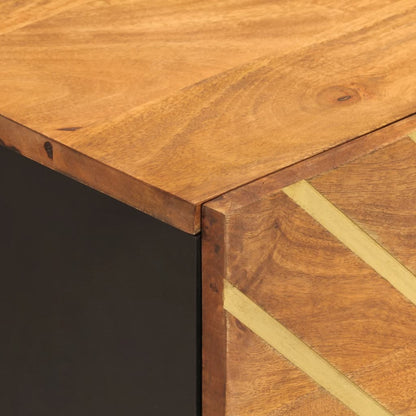 Solid Mango Wood Bedside Cabinets, 2pc Set - Brown & Black