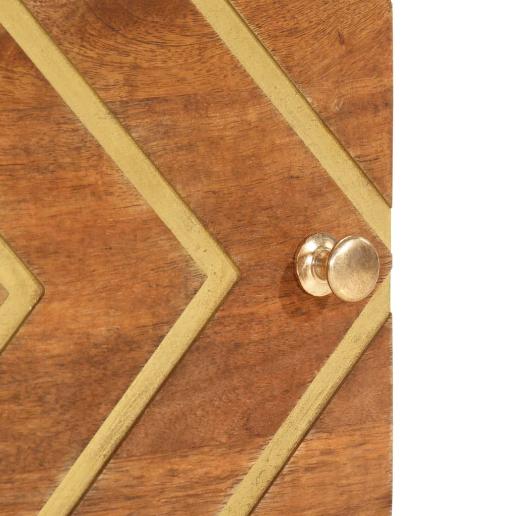 Solid Mango Wood Bedside Cabinets, 2pc Set - Brown & Black