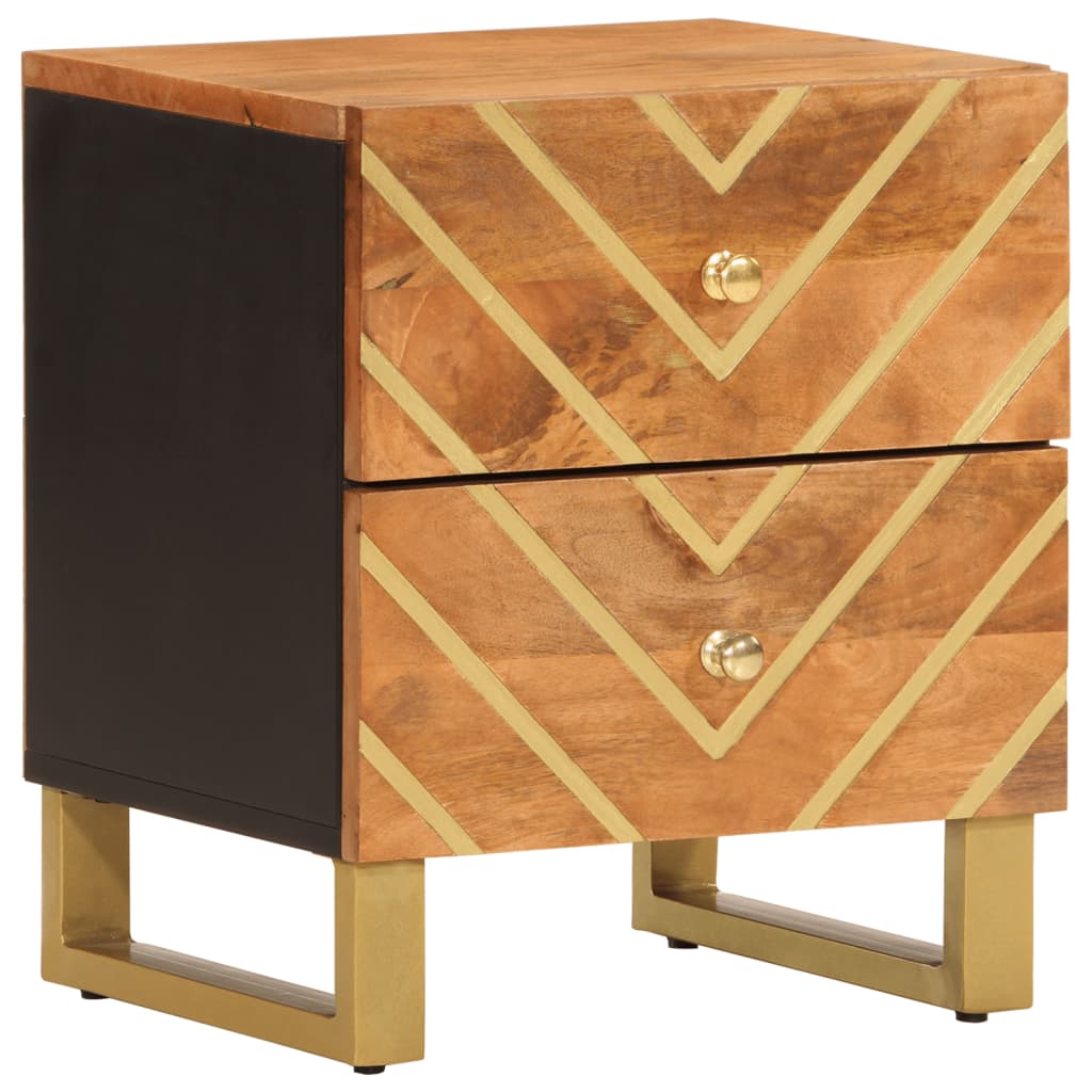 Solid Mango Wood Brown & Black Bedside Cabinet