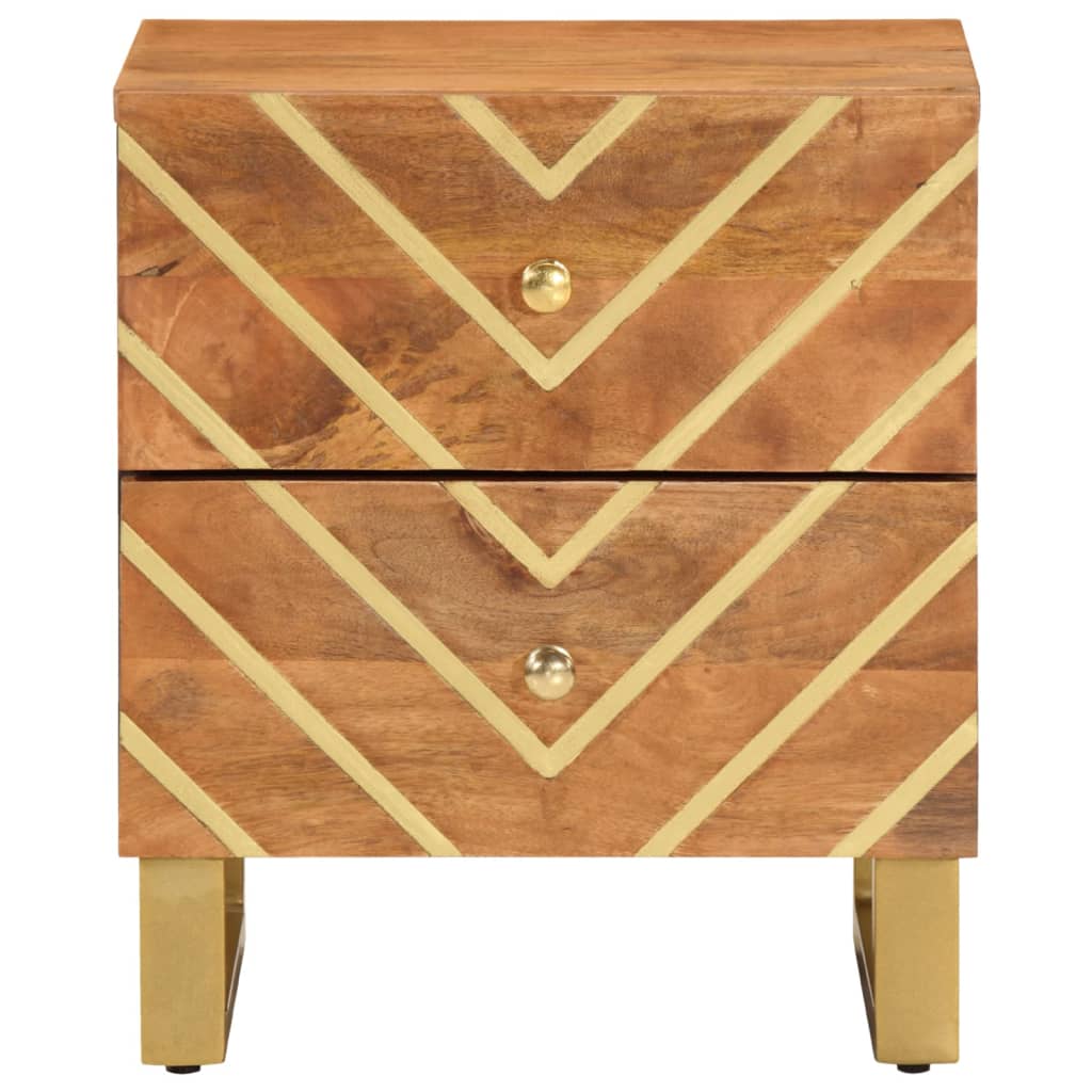 Solid Mango Wood Brown & Black Bedside Cabinet