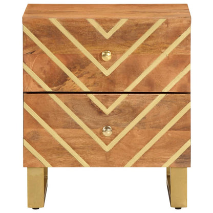 Solid Mango Wood Brown & Black Bedside Cabinet