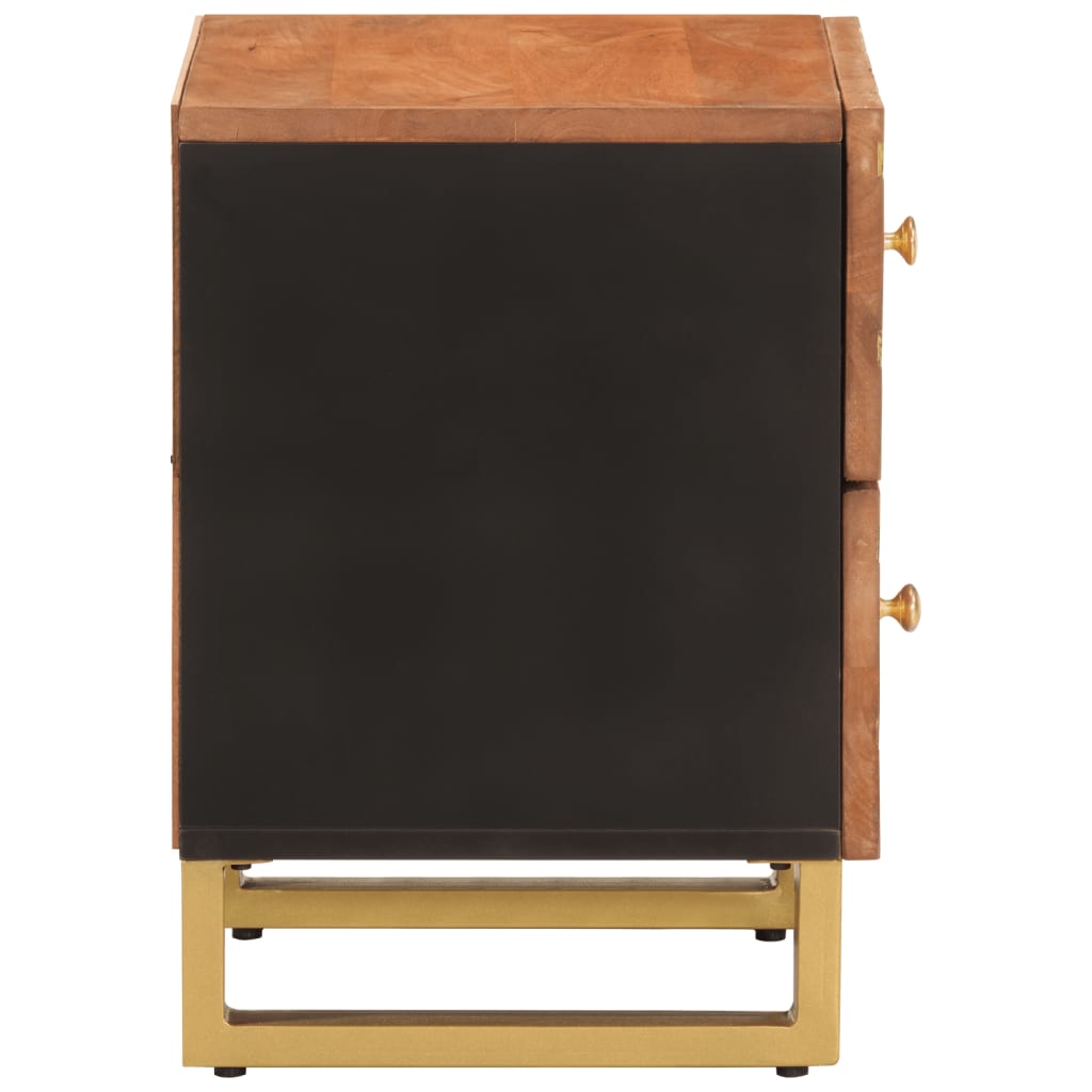 Solid Mango Wood Brown & Black Bedside Cabinet