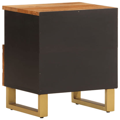 Solid Mango Wood Bedside Cabinet - Brown & Black Finish