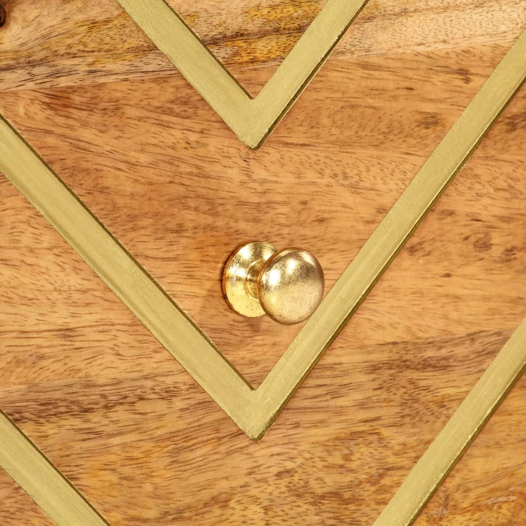 Solid Mango Wood Bedside Cabinet - Brown & Black Finish