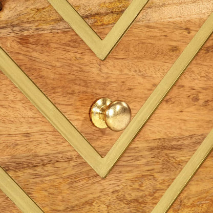 Solid Mango Wood Bedside Cabinet - Brown & Black Finish