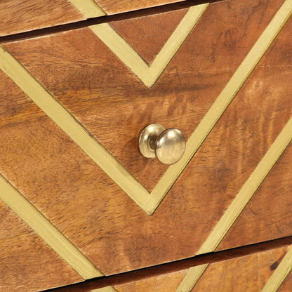 Solid Mango Wood Bedside Cabinet, Brown/Black, 50x33x60 cm