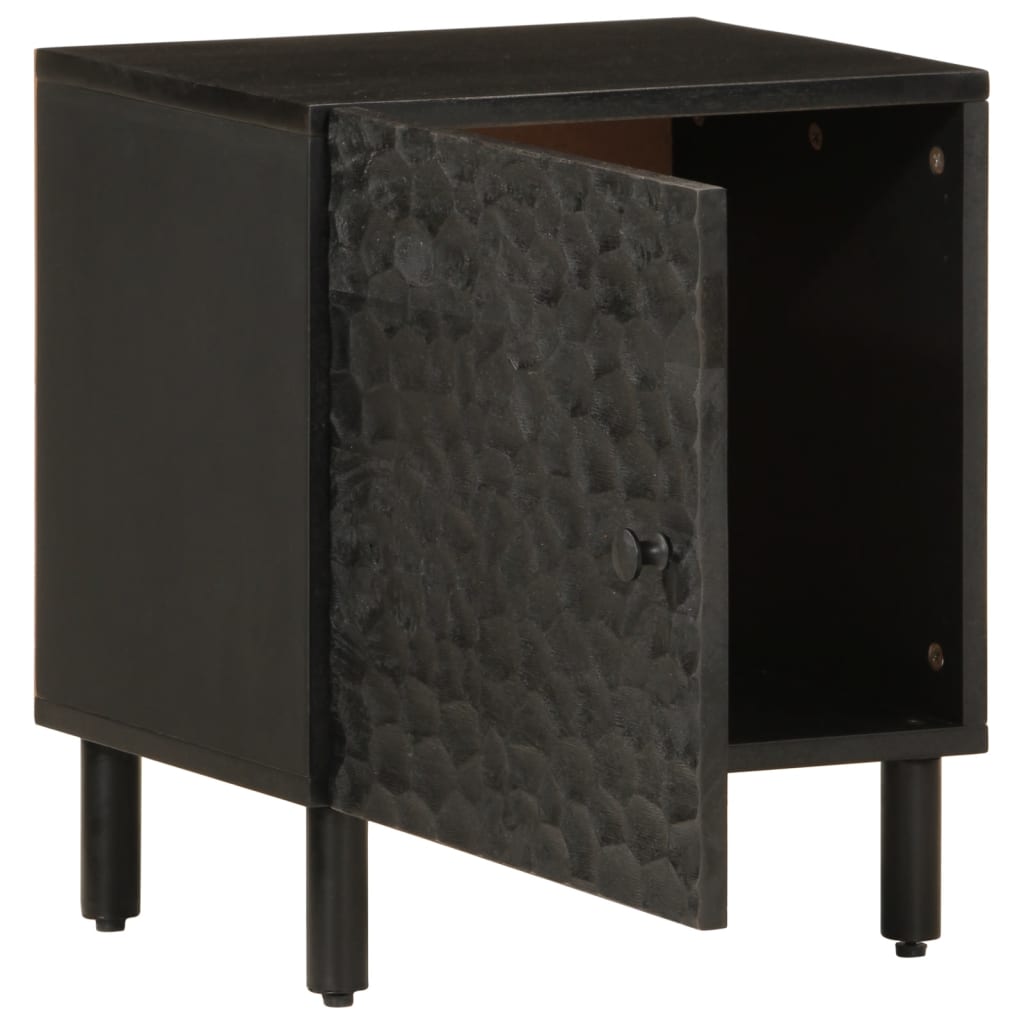 Solid Wood Mango Black Bedside Cabinet 40x33x46 cm