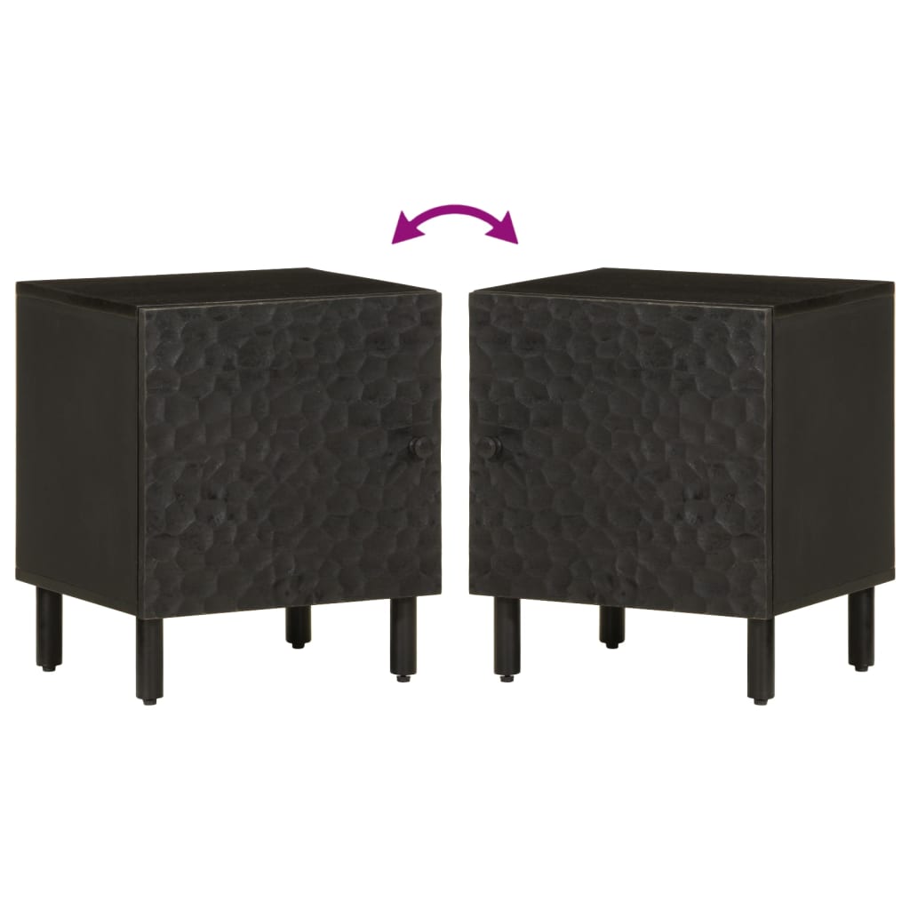 Solid Wood Mango Black Bedside Cabinet 40x33x46 cm