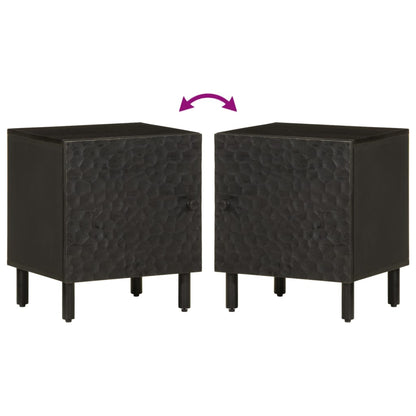 Solid Wood Mango Black Bedside Cabinet 40x33x46 cm