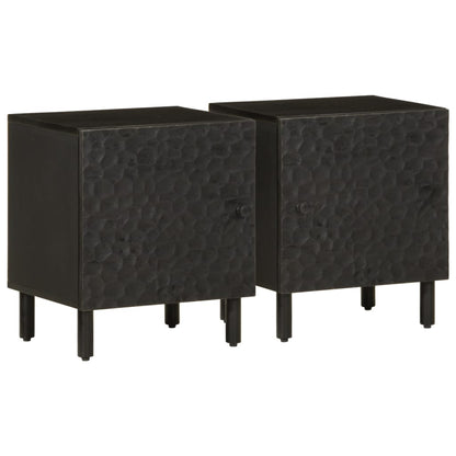 Black Solid Wood Mango Bedside Cabinets, Set of 2, 40x33x46 cm