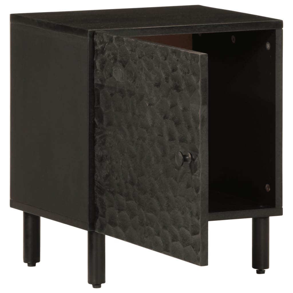 Black Solid Wood Mango Bedside Cabinets, Set of 2, 40x33x46 cm