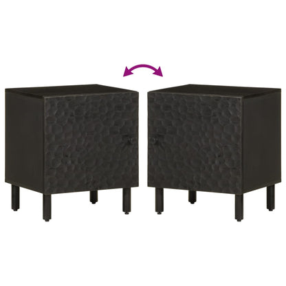 Black Solid Wood Mango Bedside Cabinets, Set of 2, 40x33x46 cm