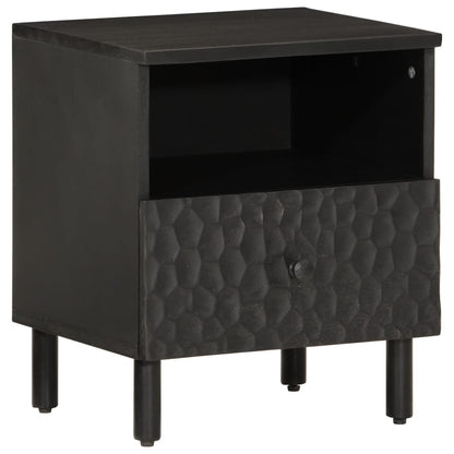 Solid Mango Wood Bedside Cabinet, Black 40x33x46 cm