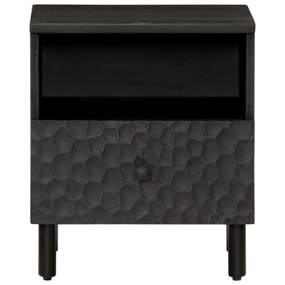 Solid Mango Wood Bedside Cabinet, Black 40x33x46 cm