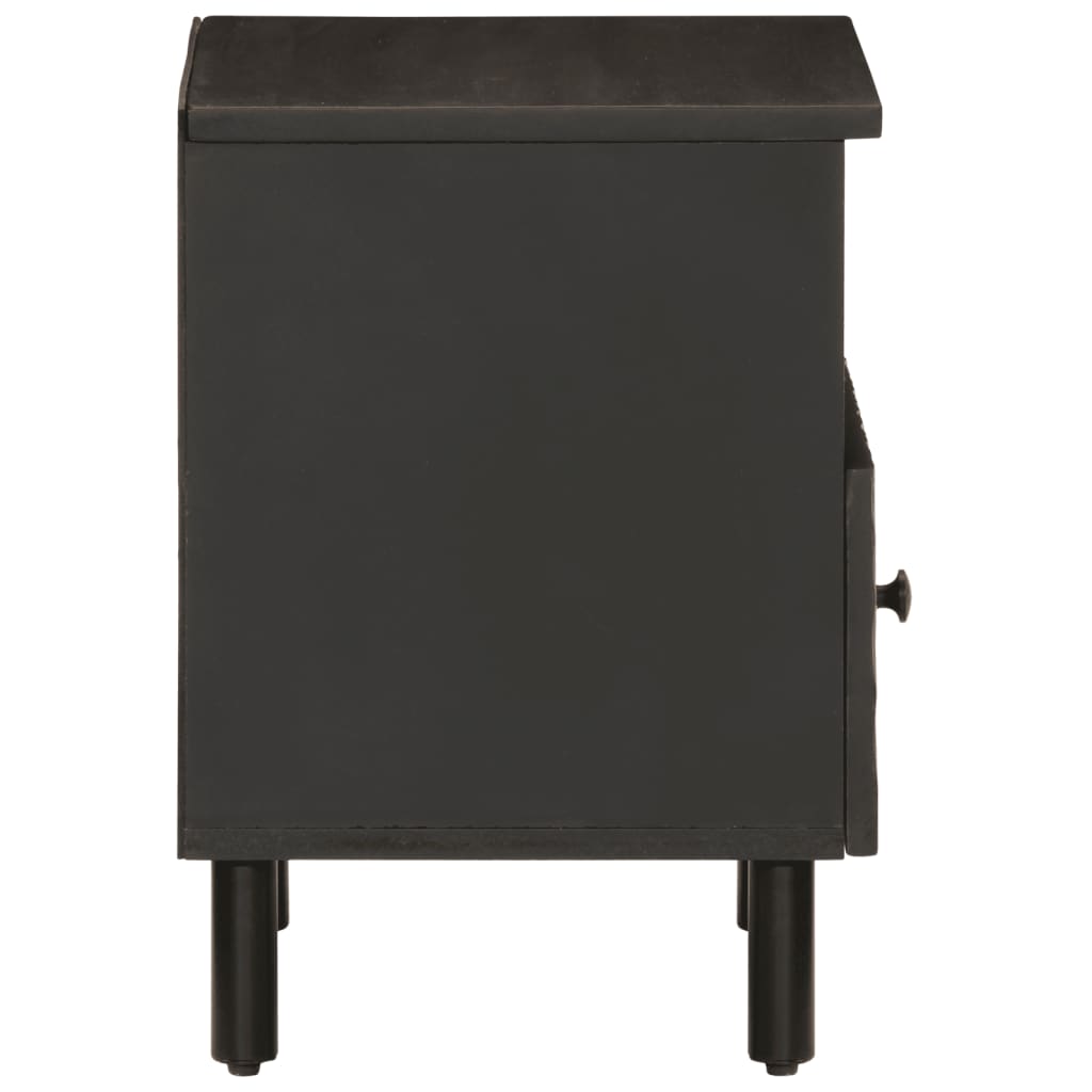 Solid Mango Wood Bedside Cabinet, Black 40x33x46 cm