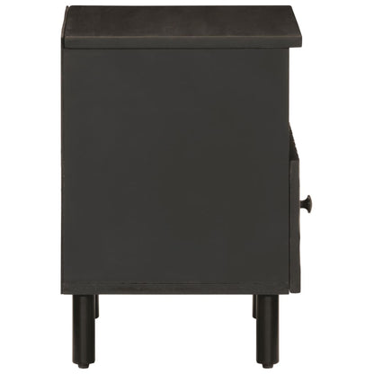 Solid Mango Wood Bedside Cabinet, Black 40x33x46 cm