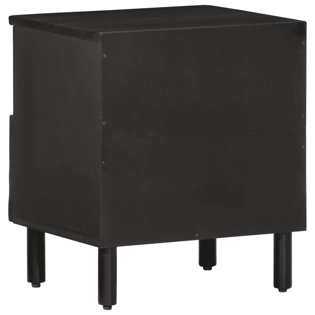 Solid Mango Wood Bedside Cabinet, Black 40x33x46 cm