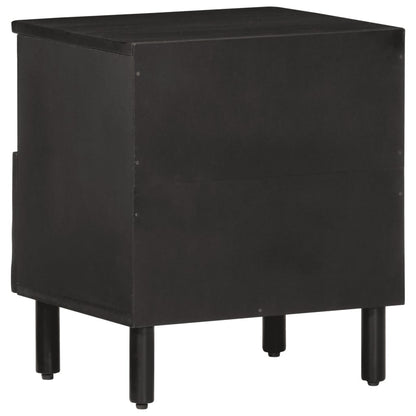 Solid Mango Wood Bedside Cabinet, Black 40x33x46 cm