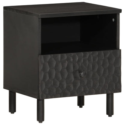 Solid Mango Wood Black Bedside Cabinets - Set of 2 (40x33x46 cm)