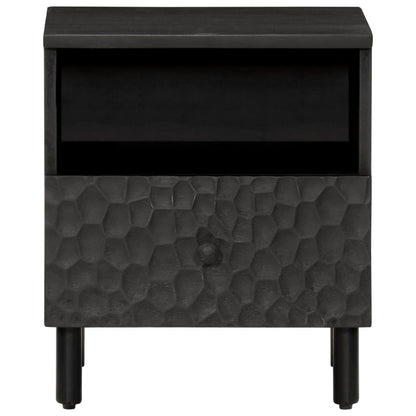 Solid Mango Wood Black Bedside Cabinets - Set of 2 (40x33x46 cm)