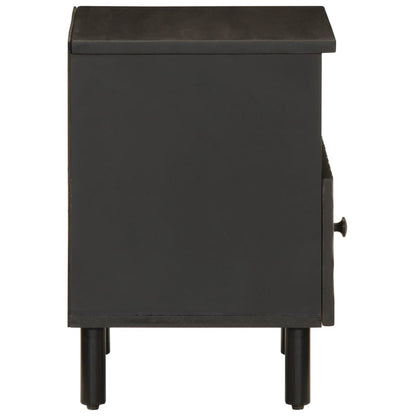 Solid Mango Wood Black Bedside Cabinets - Set of 2 (40x33x46 cm)