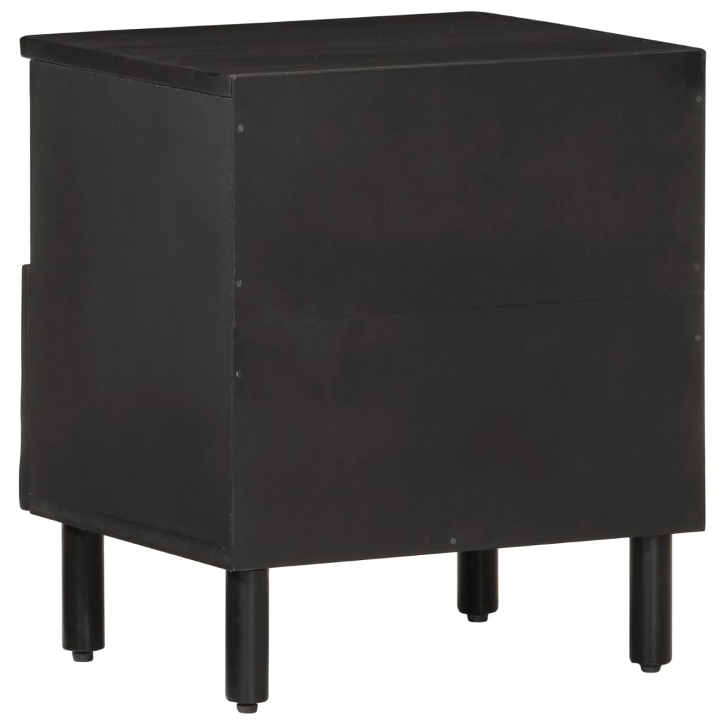 Solid Mango Wood Black Bedside Cabinets - Set of 2 (40x33x46 cm)