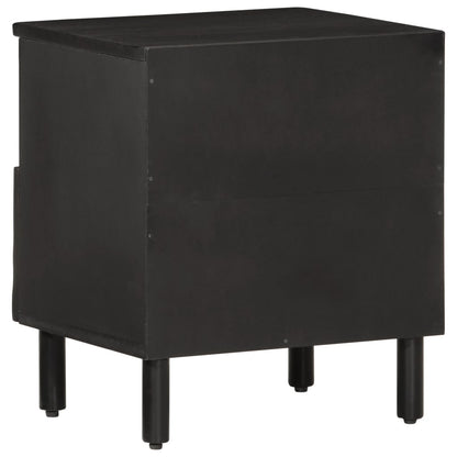 Solid Mango Wood Black Bedside Cabinets - Set of 2 (40x33x46 cm)