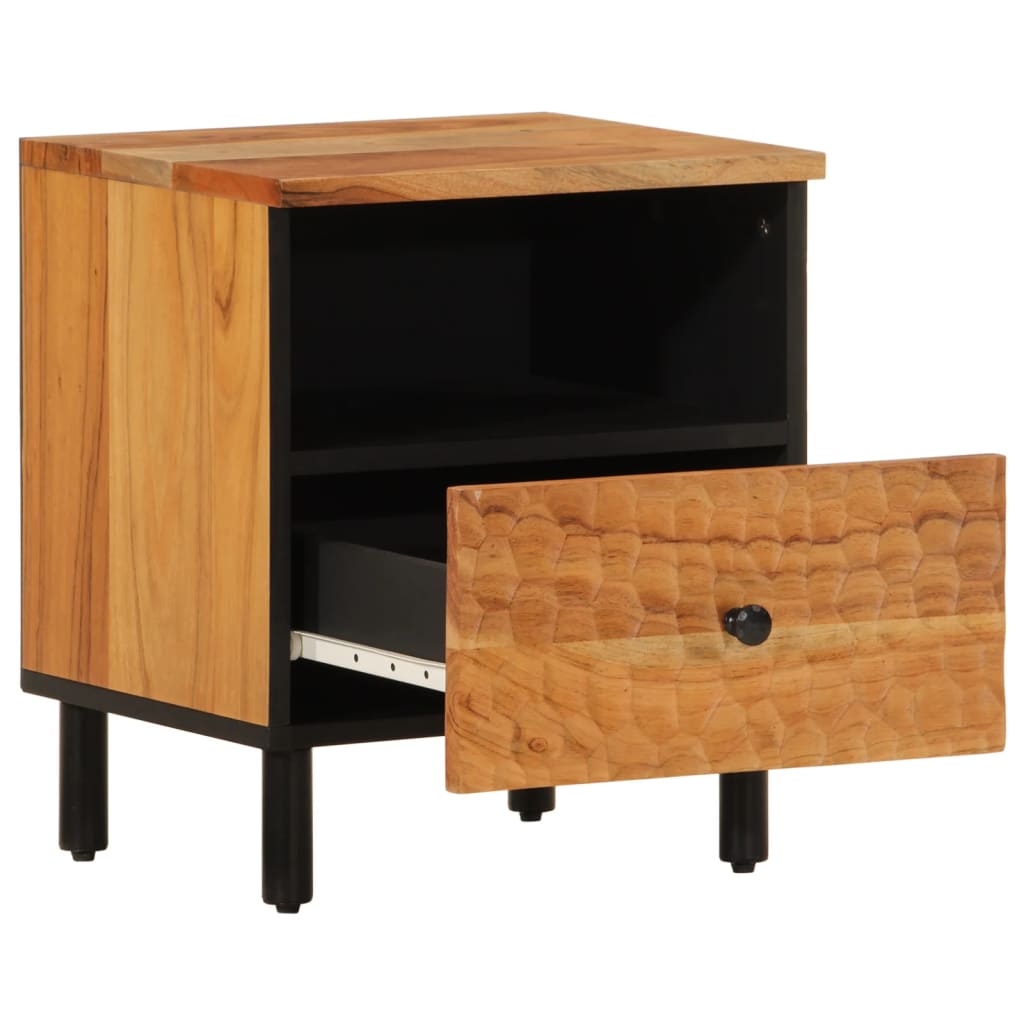 Solid Acacia Wood Bedside Cabinet 40x33x46 cm