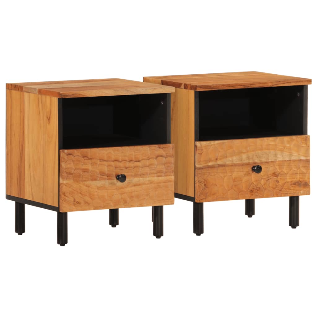 Solid Acacia Wood Bedside Cabinets 2pcs - 40x33x46 cm
