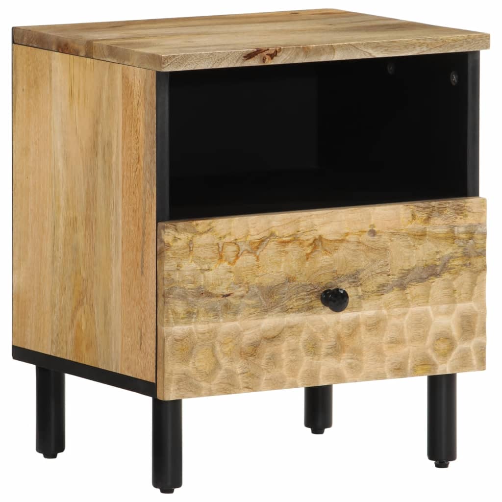 Solid Mango Wood Bedside Cabinet 40x33x46 cm - Natural Finish