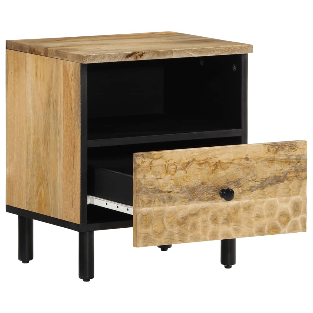 Solid Mango Wood Bedside Cabinet 40x33x46 cm - Natural Finish