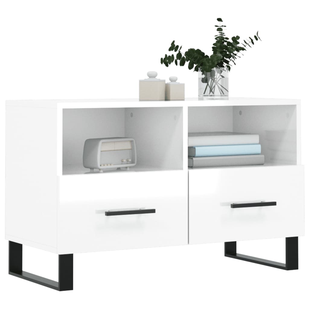 TV Cabinet High Gloss White 80x36x50 cm Engineered Wood