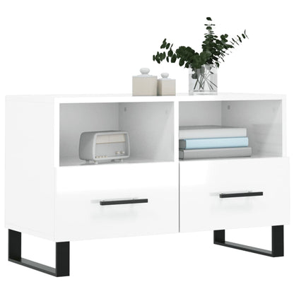 TV Cabinet High Gloss White 80x36x50 cm Engineered Wood