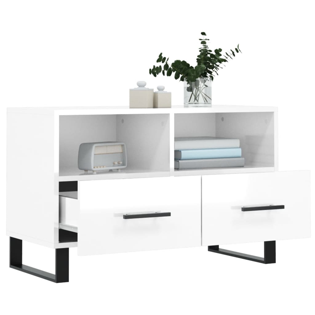 TV Cabinet High Gloss White 80x36x50 cm Engineered Wood