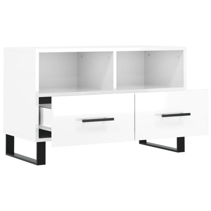 TV Cabinet High Gloss White 80x36x50 cm Engineered Wood