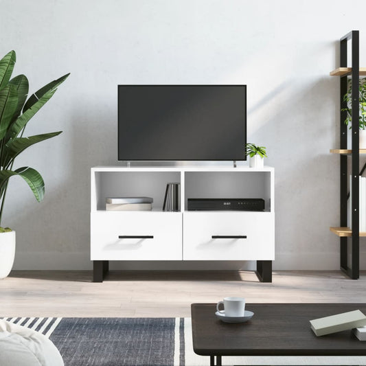 TV Cabinet High Gloss White 80x36x50 cm Engineered Wood