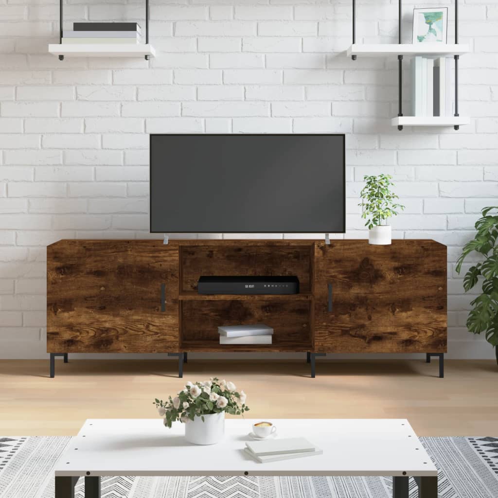 TV Cabinet Smoked Oak 150x30x50 cm Engineered Wood