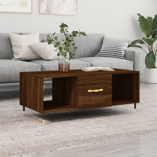 Coffee Table Brown Oak 102x50x40 cm Engineered Wood