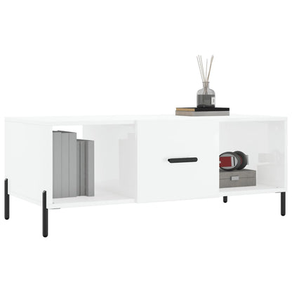 Coffee Table High Gloss White 102x50x40 cm Engineered Wood