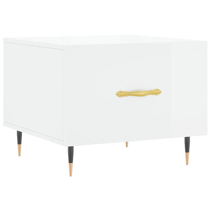 Coffee Table High Gloss White 50x50x40 cm Engineered Wood
