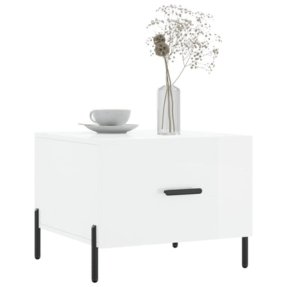 Coffee Table High Gloss White 50x50x40 cm Engineered Wood