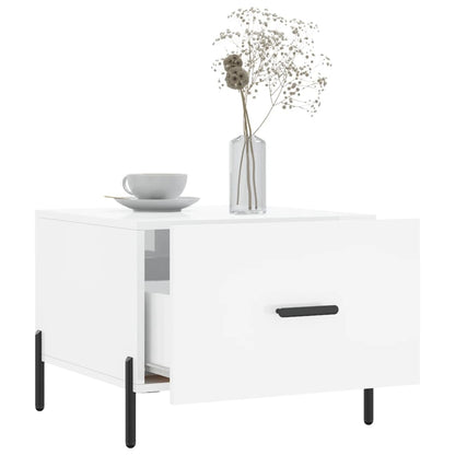 Coffee Table High Gloss White 50x50x40 cm Engineered Wood