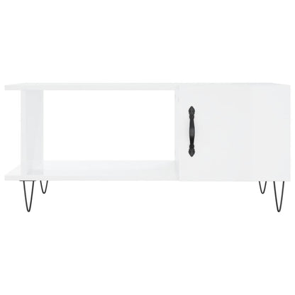 Coffee Table High Gloss White 90x50x40 cm Engineered Wood