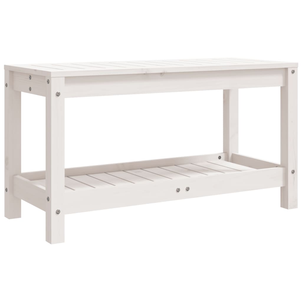 Solid Pine Garden Bench, White, 82.5x35x45 cm - Perfect Outdoor Seating