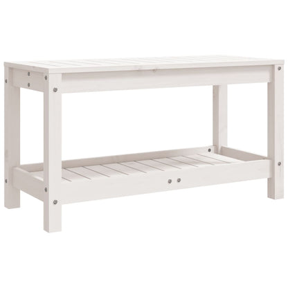 Solid Pine Garden Bench, White, 82.5x35x45 cm - Perfect Outdoor Seating