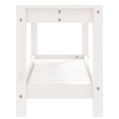 Solid Pine Garden Bench, White, 82.5x35x45 cm - Perfect Outdoor Seating