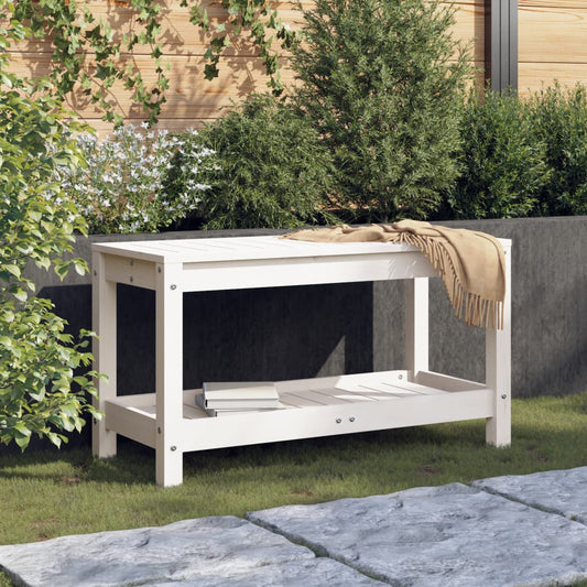 Solid Pine Garden Bench, White, 82.5x35x45 cm - Perfect Outdoor Seating