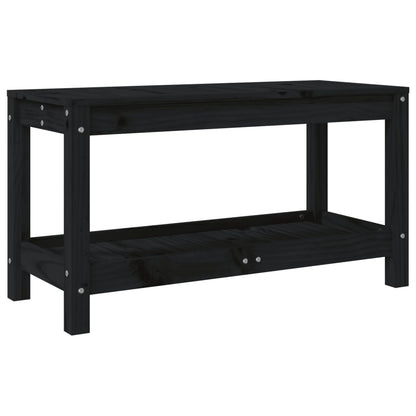 Solid Pine Garden Bench - Black 82.5x35x45 cm