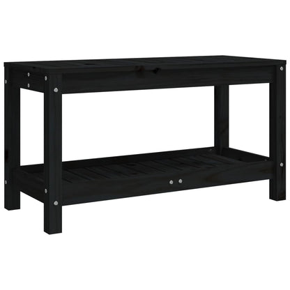 Solid Pine Garden Bench - Black 82.5x35x45 cm